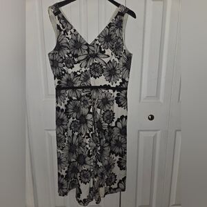 Talbots Black and White Floral Maxi Dress, Womens Sz 16